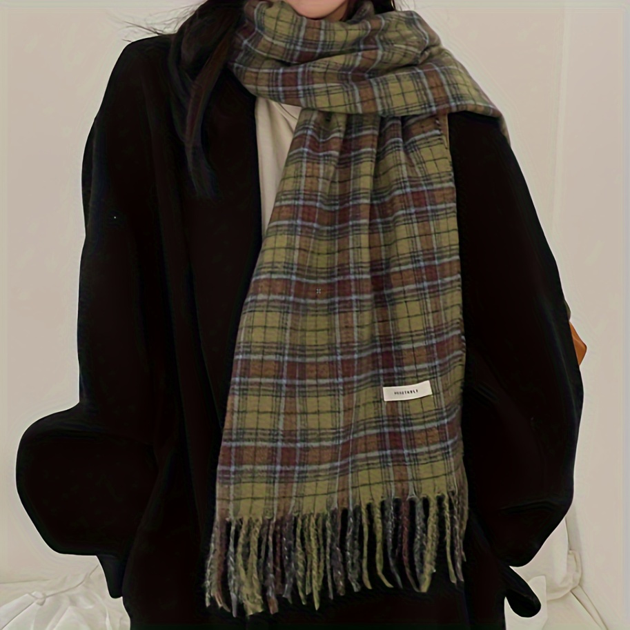 Vintage Green Plaid Tassel Sca - Cashmere Pashmina Wrap review and price