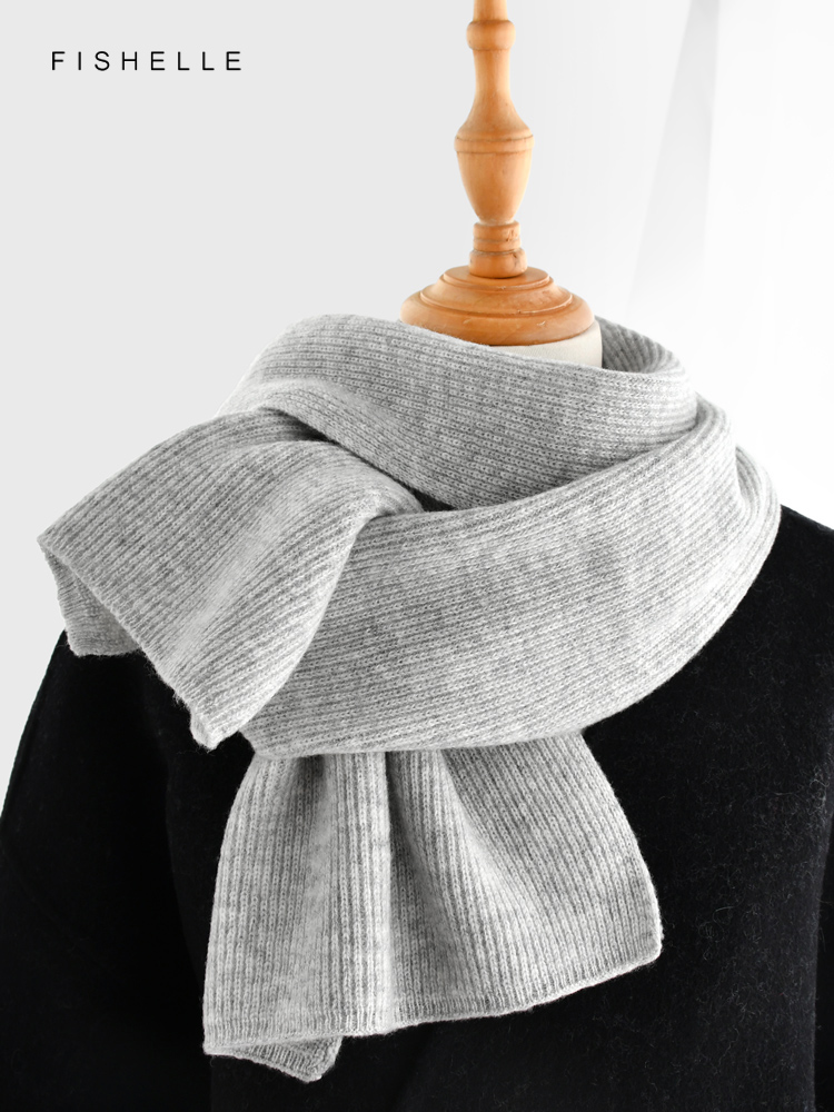 Gray solid color cashmere scar - Wool Scarf Men review and price