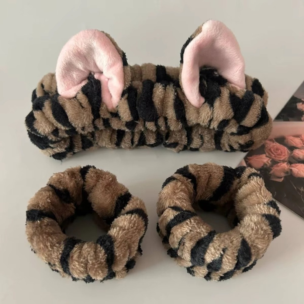3pcs/set Leopard Print Cute Ca - Winter Headband Fleece review and price